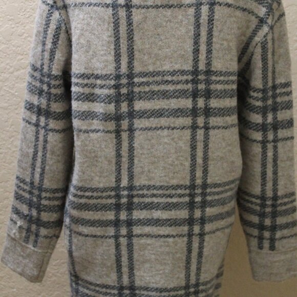 Jessica Simpson Plaid Long Button Cardigan Wool Bleed Sweater Brown Gray Small S - Picture 5 of 16